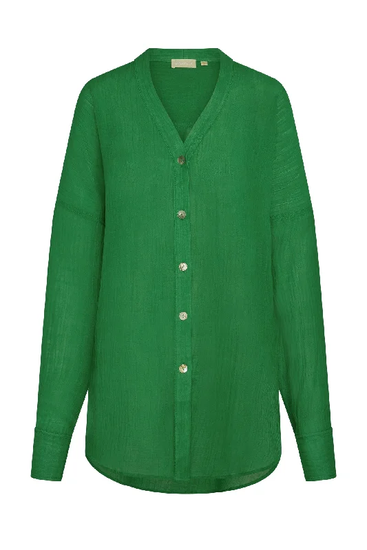 Extra Savings Barcelona Tunic - Palm Green Crinkle Linen