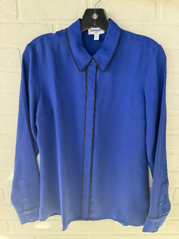 Markdown Sale Top Long Sleeve By Express In Black & Blue, Size: S