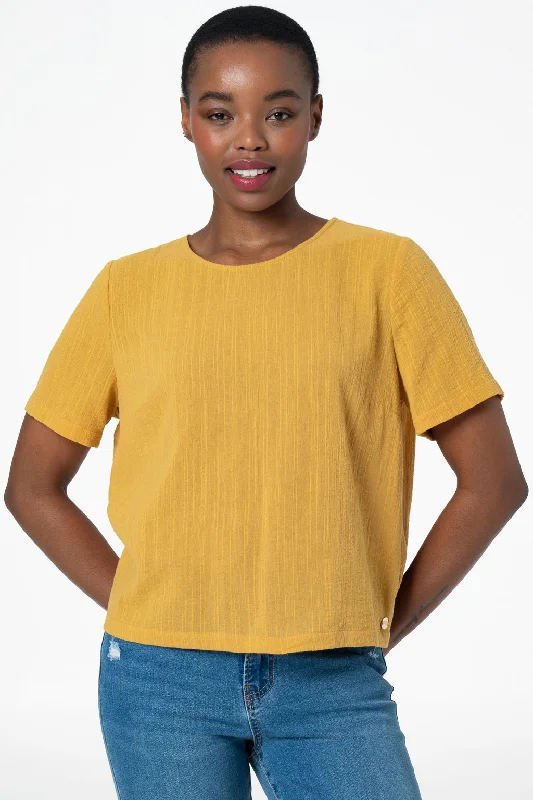 Savings Galore Boxy Textured Top _ 143364 _ Yellow