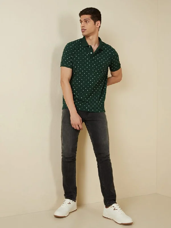 WES Casuals Dark Olive Slim-Fit Polo T-Shirt