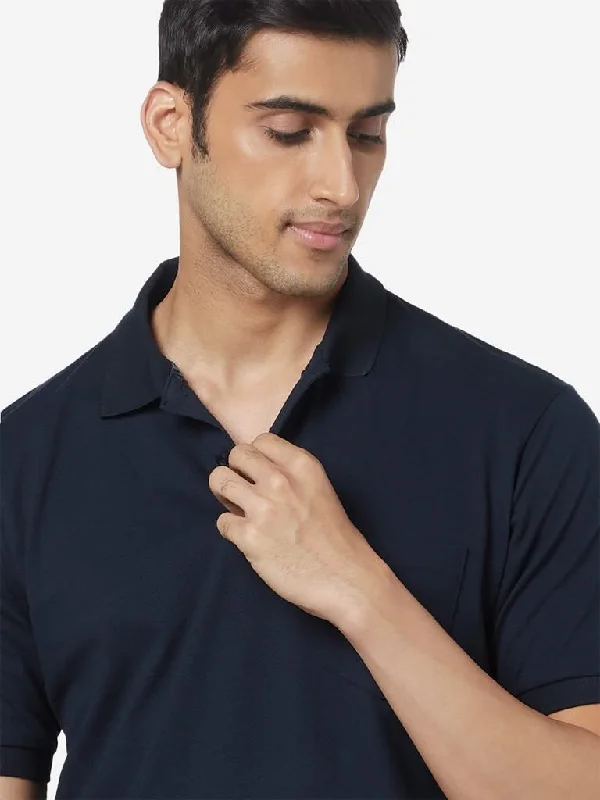 WES Casuals Navy Relaxed-Fit Polo T-Shirt