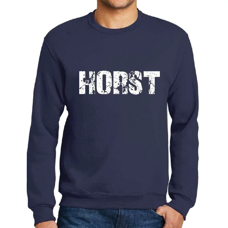 Men's Printed Graphic Sweatshirt Popular Words HORST French Navy