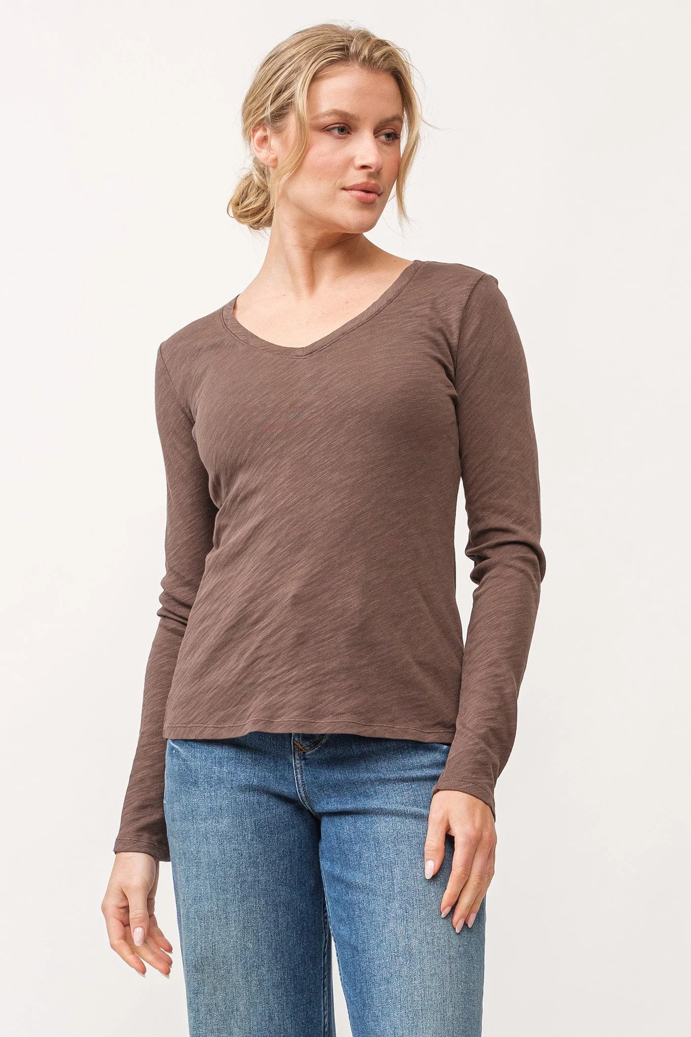Exclusive Offer Alina V Neck Long Sleeve Tee - Olive
