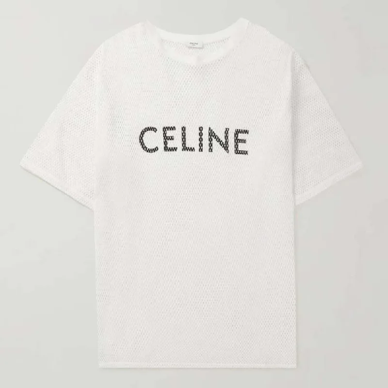 CL - Men 'White' Celine Printed Cotton Mesh Oversized T-Shirt CL801