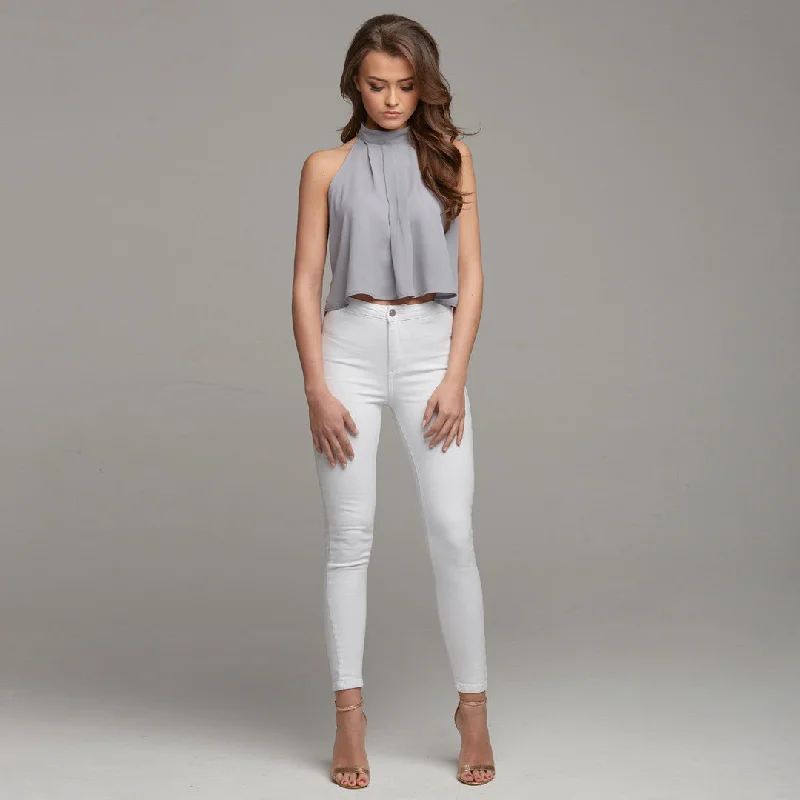 MARIAH GREY HALTER NECK CROP - CT020