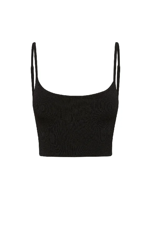 Steal Deal Beverly Hills Knitwear Top - Black Rib