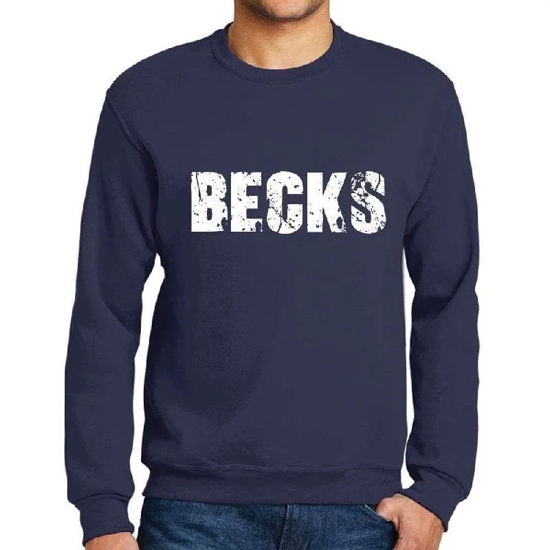 Men's Printed Graphic Sweatshirt Popular Words BECKS French Navy