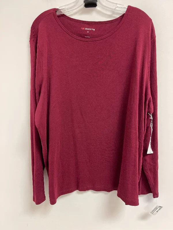 Weekend Discounts to Celebrate Top Long Sleeve By Liz Claiborne In Red, Size: 3x