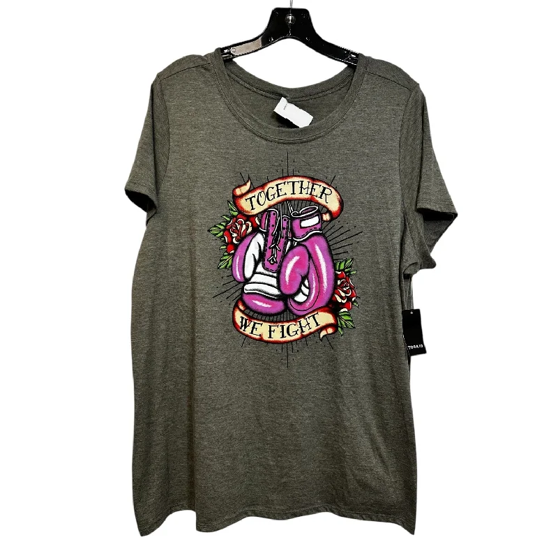 Weekend Offers That Amaze Top Short Sleeve Basic By Torrid In Green & Pink, Size: 2x