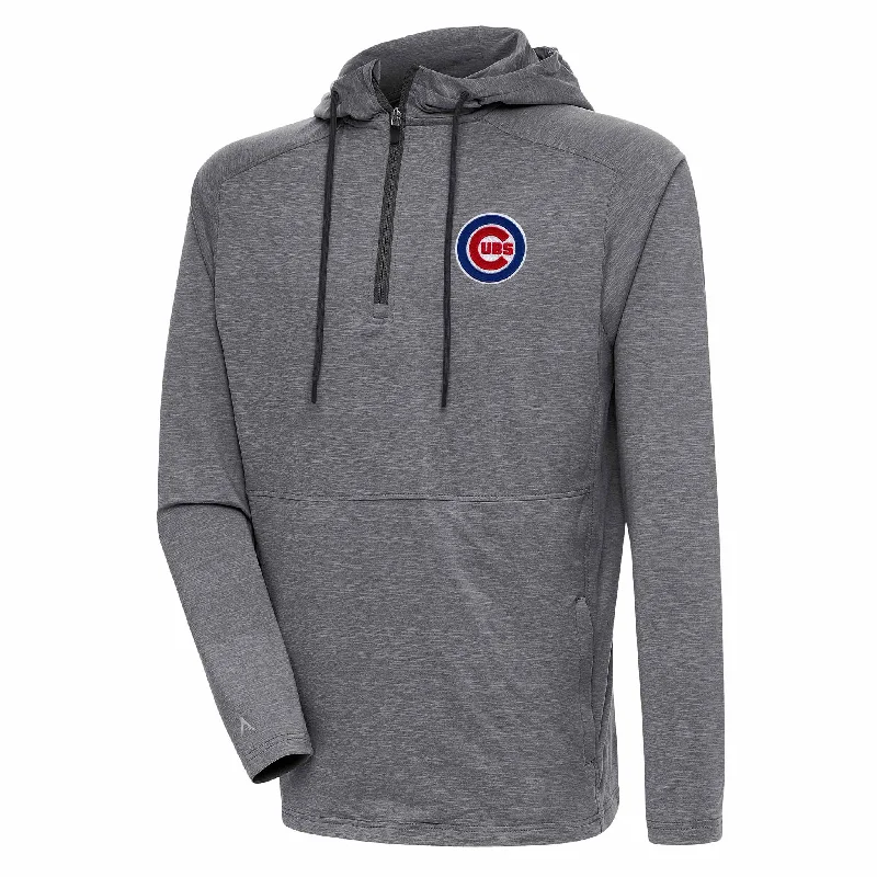 Chicago Cubs Spikes Grey Bullseye Hooded Half-Zip Jacket