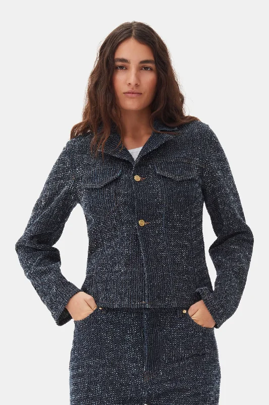 Weekend Deals That Please Fluffy Denim Blazer - Rinse Dark Blue