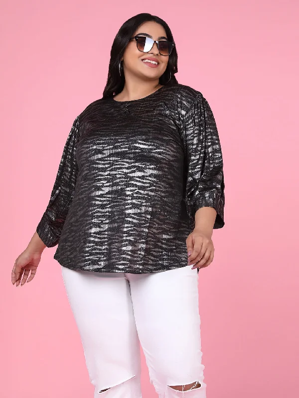 Weekend Specials to Celebrate Women Abstract Black Top