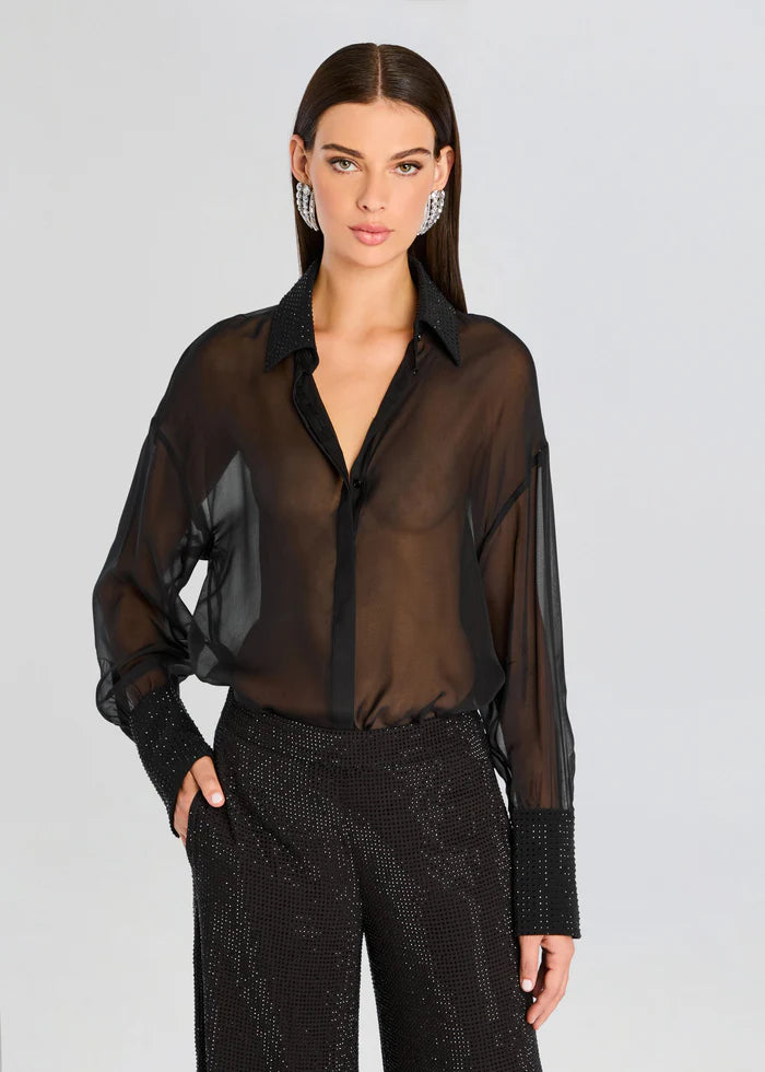 Year-End Clearance Lovelyn Chiffon Top - Black