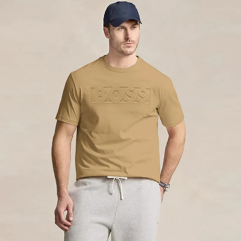 HU - Men 'Beige' Boss Embossed Motive Logo T-Shirt HU867