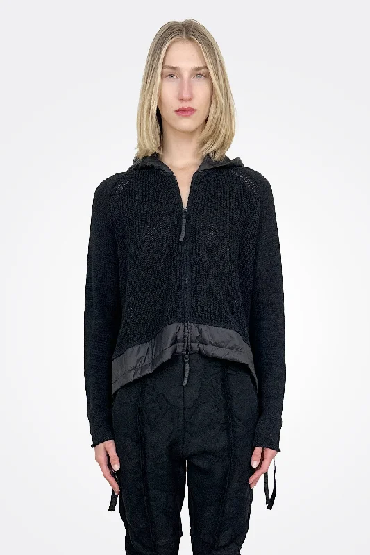 Weekend Deals That Dazzle Padded Hem Flared Cardigan - Black