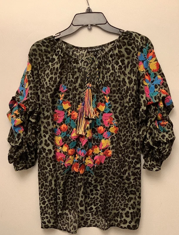 Final Clearance Top Short Sleeve By Clothes Mentor In Animal Print, Size: 1x