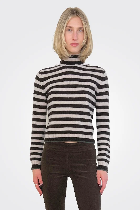 Weekend Offers That Impress Cashmere Little Roll Mockneck Sweater - Stripe