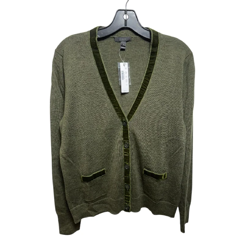Major Deal Velveteen Trim Sweater Cardigan By J. Crew In Green, Size: M