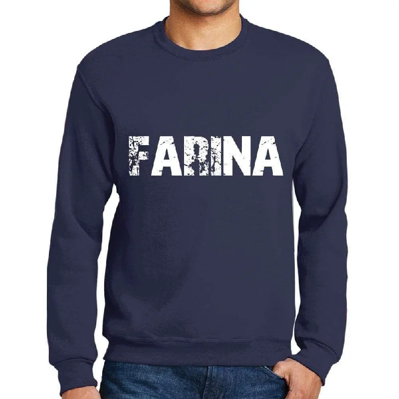 Men's Printed Graphic Sweatshirt Popular Words FARINA French Navy