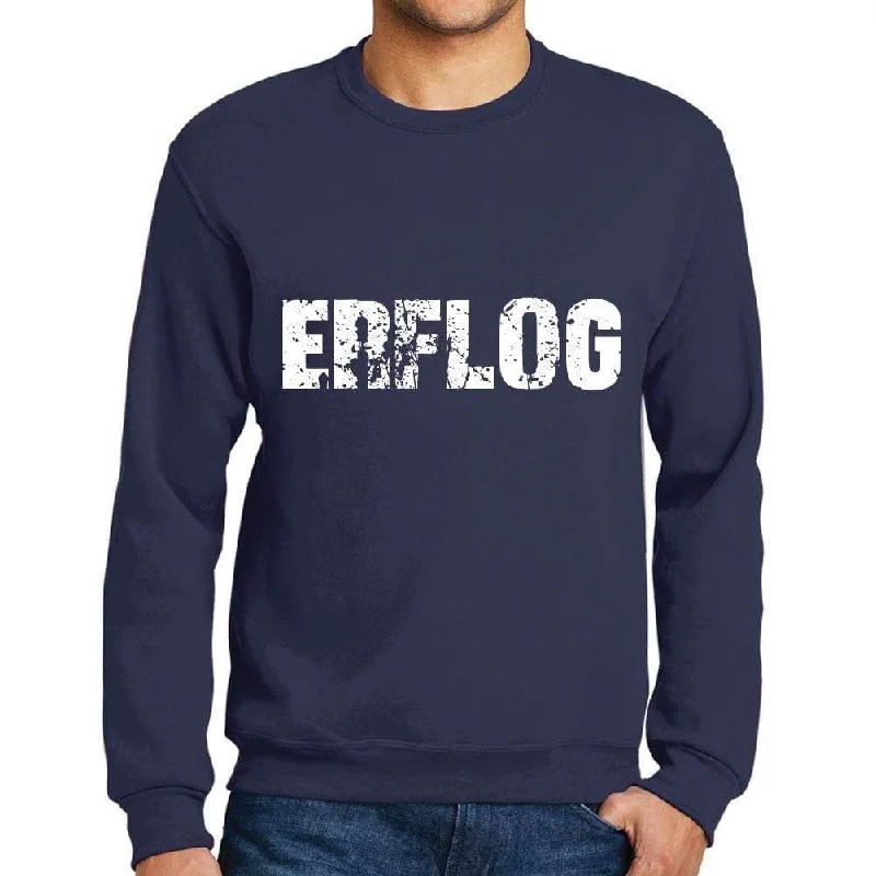 Men's Printed Graphic Sweatshirt Popular Words ERFLOG French Navy