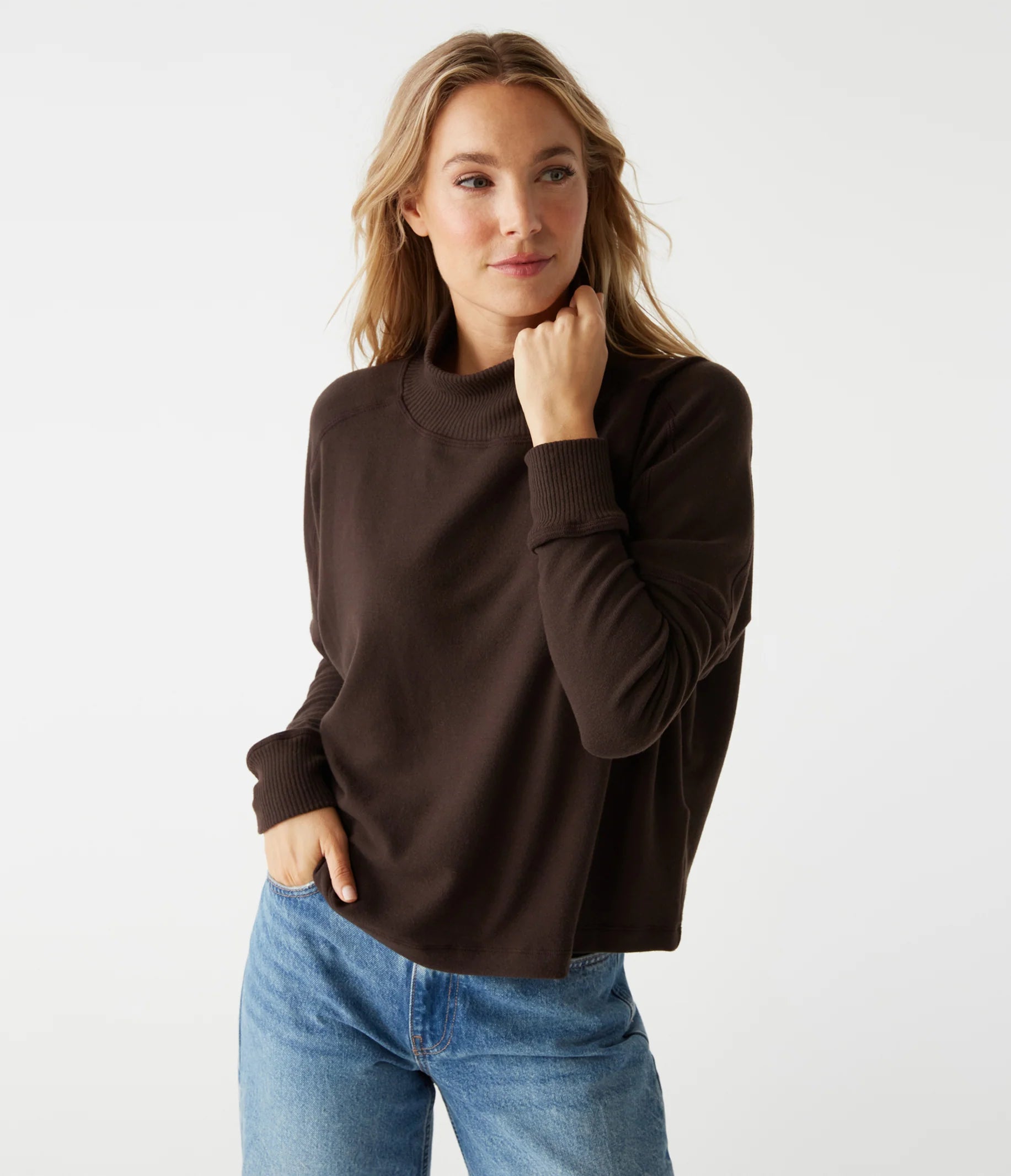 Weekend Discounts to Savor Frida Mock Neck Top - Java