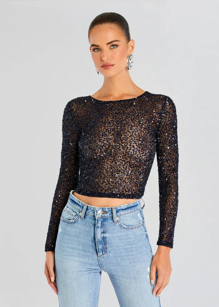 Time-Limited Offer Torrey Sequin Top - Night Sky