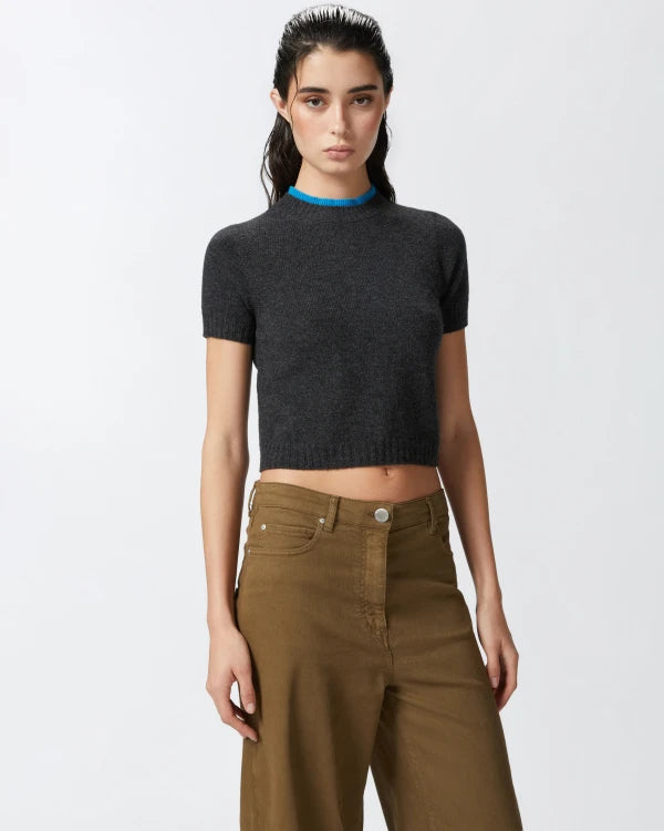 Weekend Savings Extravaganza Contrasting Profile Short Tee - Grey