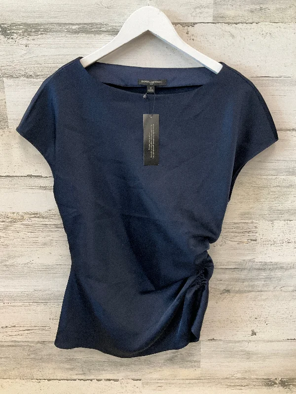 Time-Sensitive Top Short Sleeve By Banana Republic In Navy, Size: 8