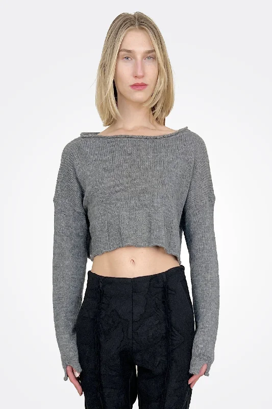 Weekend Savings Spectacular Short Linen Knit Sweater - Rock