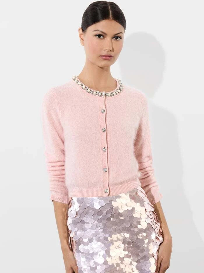 Big Deal Dollie Embellished Cardigan - Pearl Blush