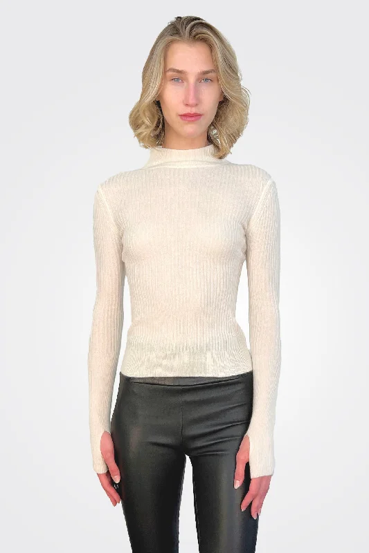 Hurry In Stitch Mockneck - Ecru