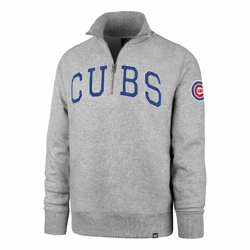 Chicago Cubs Grey Striker Bullseye Quarter Zip