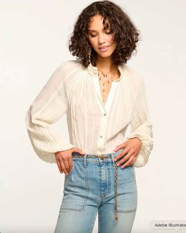 Super Savings Nellie Button Down Blouse - Ivory