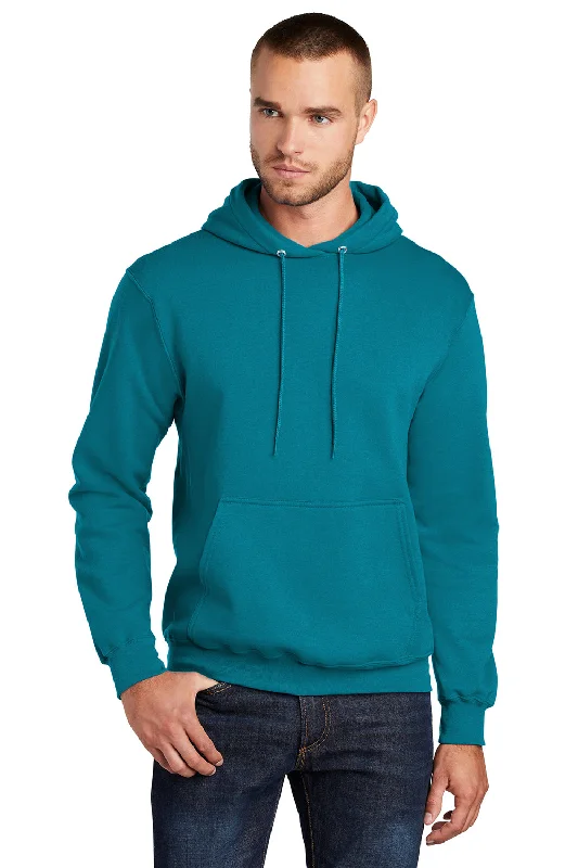 Port & Company Mens Core Pill Resistant Fleece Hooded Sweatshirt Hoodie w/ Pouch Pocket - Teal Green