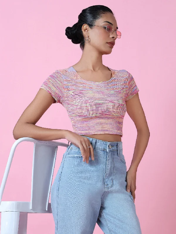 Weekend Specials Just for You Women Pink Solid Crop Top