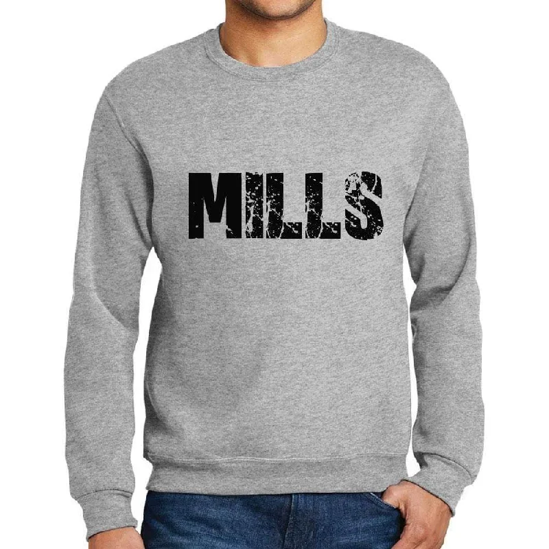 Men's Printed Graphic Sweatshirt Popular Words MILLS Grey Marl