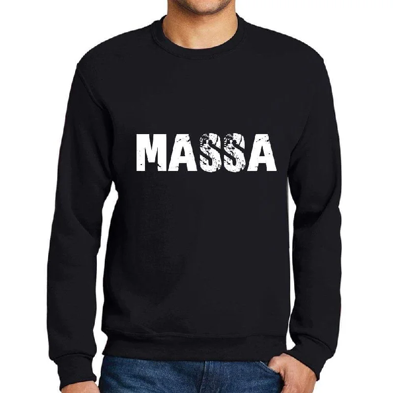 Men's Printed Graphic Sweatshirt Popular Words MASSA Deep Black