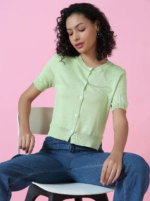 Weekend Discounts to Love Women Green Solid Styled Back Top