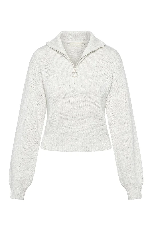 Time-Limited Offer Lisbon Quarter Zip Sweater - White