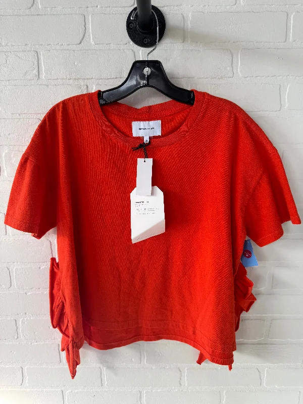 Weekend Discounts to Indulge In Top Short Sleeve Basic By Current Elliott In Orange, Size: Xs