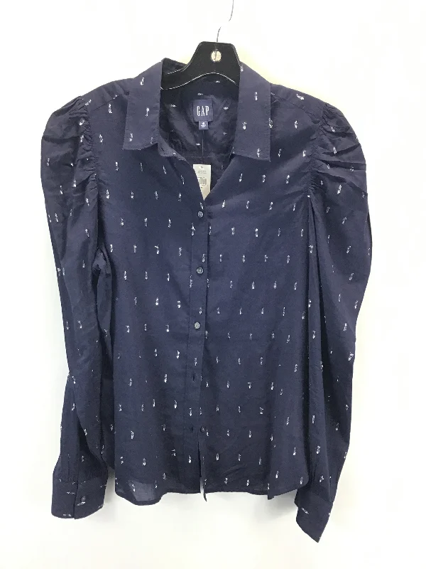 Limited Supply Top Long Sleeve By Gap In Blue & Silver, Size: M