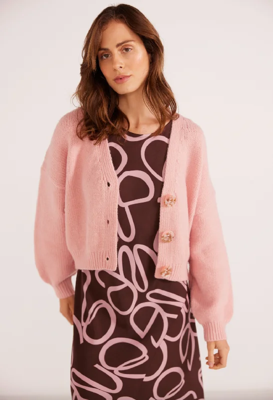 Act Fast Rosie Relaxed Cardigan - Blush Pink