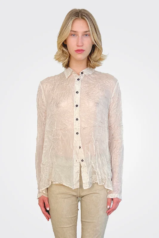 Weekend Steals Await Crinkle Silk Blouse - Bone