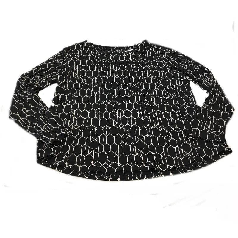 Weekend Deals to Make You Smile Top Long Sleeve By Apt 9 In Black & Cream, Size: Xl