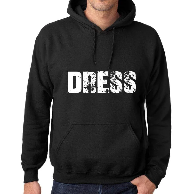 Men's Women's Unisex Printed Graphic Cotton Hoodie Soft Heavyweight Hooded Sweatshirt Pullover Popular Words DRESS Deep Black