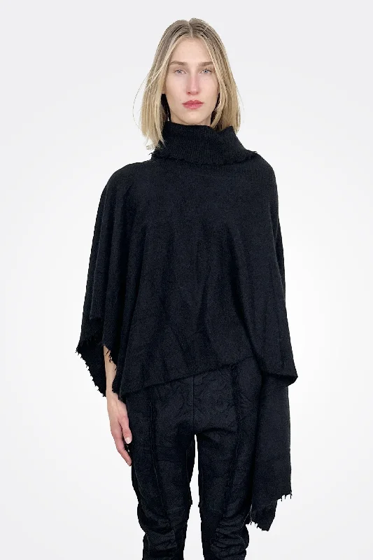Weekend Deals That Dazzle Knitted Poncho Scarf - Black