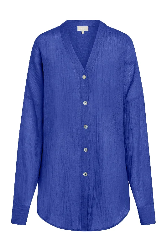 Weekend Deals That Impress Barcelona Tunic - Cobalt Crinkle Linen