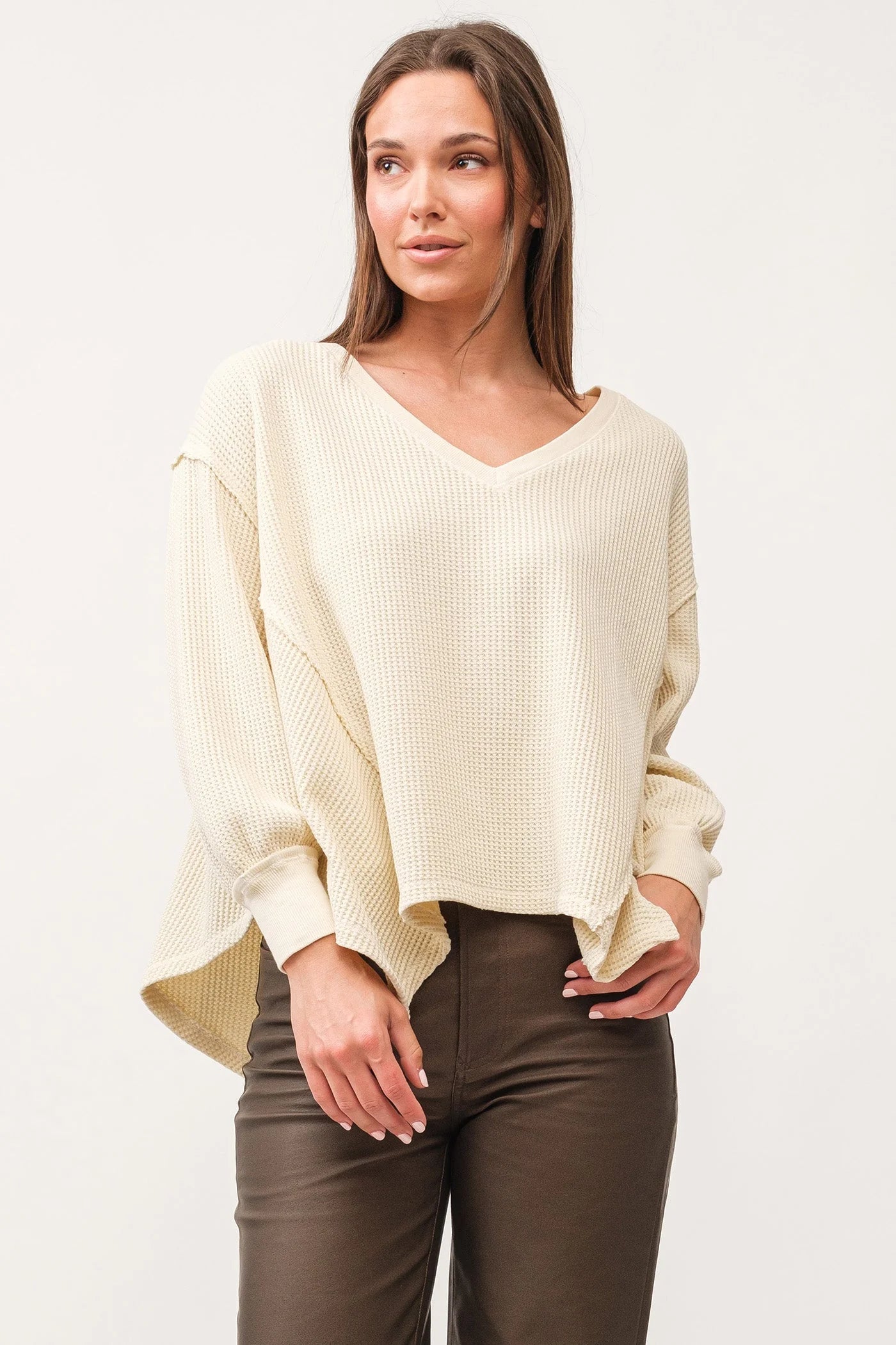 Unbeatable Deal Mira V Neck Oversized Shirt - Antique White