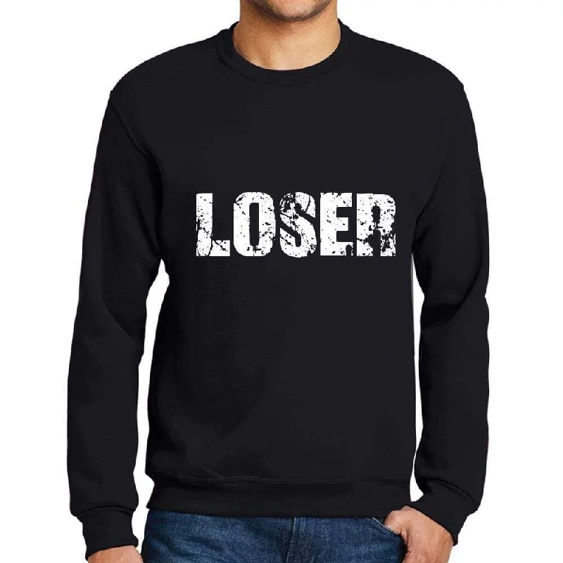 Men's Printed Graphic Sweatshirt Popular Words LOSER Deep Black