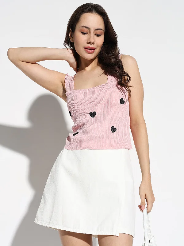 Weekend Offers That Thrill Women Pink Printed Fitted Top